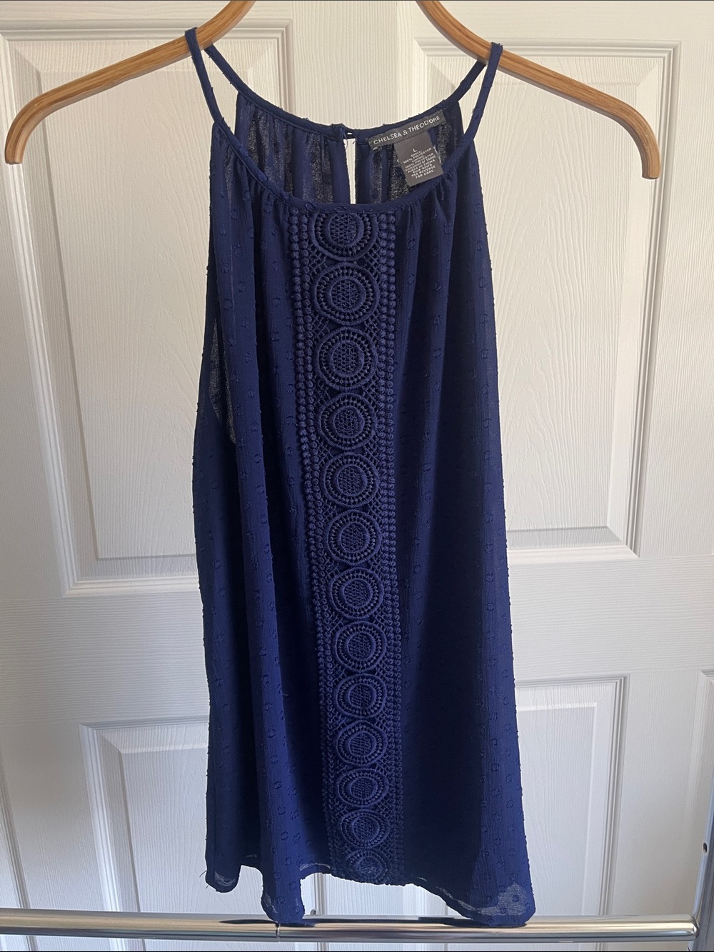 Navy Crochet Trim Tank